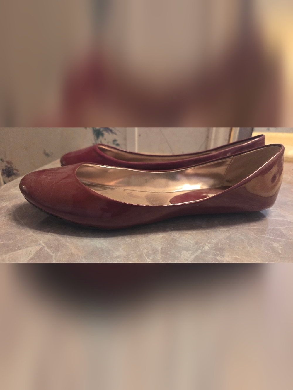 Steve Madden Burgundy Patent Round-Toe Ballet Flats - Picture 4 of 6